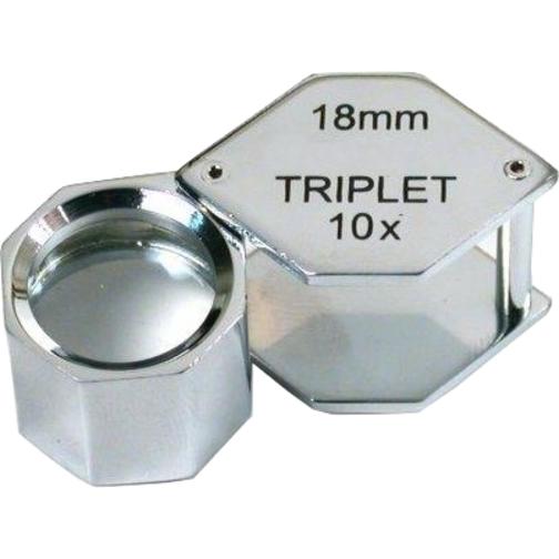 10x Hexagon Triplet Loupe Gold Tone 18mm