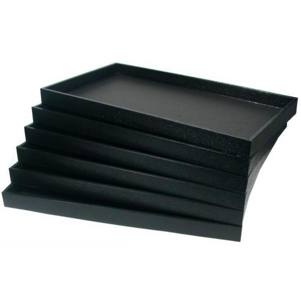 6 Jewelry Parts Displays Showcase Trays Black Leather