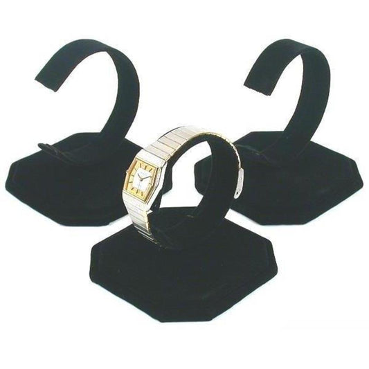 Watch Display Stand Black Velvet 3pc