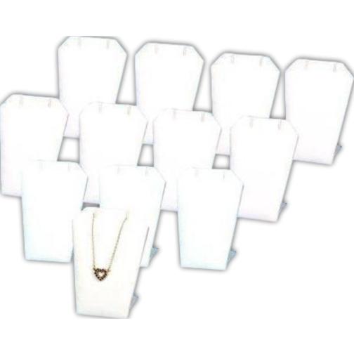 12 Pendant Chain Display White Faux Leather Jewelry