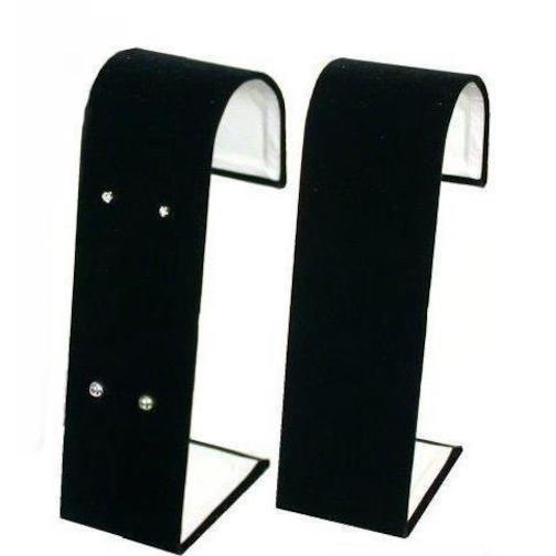 2 Stud Earring Displays Black Velvet Showcase Parts