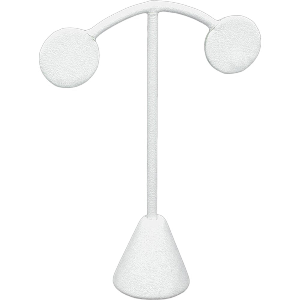 Earring Display Stand White Faux Leather 4 1/2"