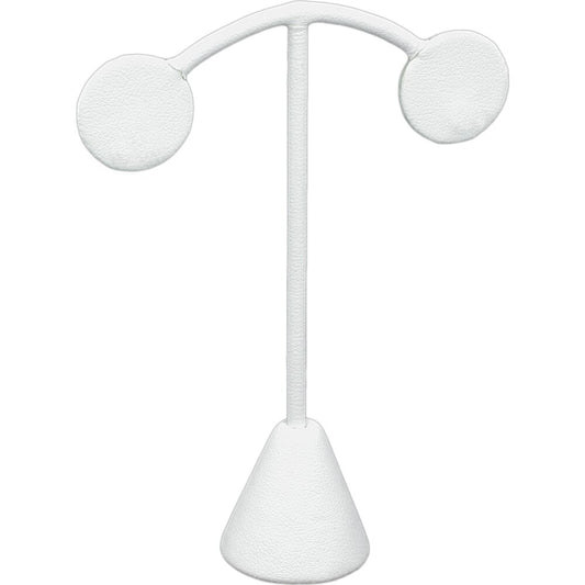 Earring Display Stand White Faux Leather 4 1/2"