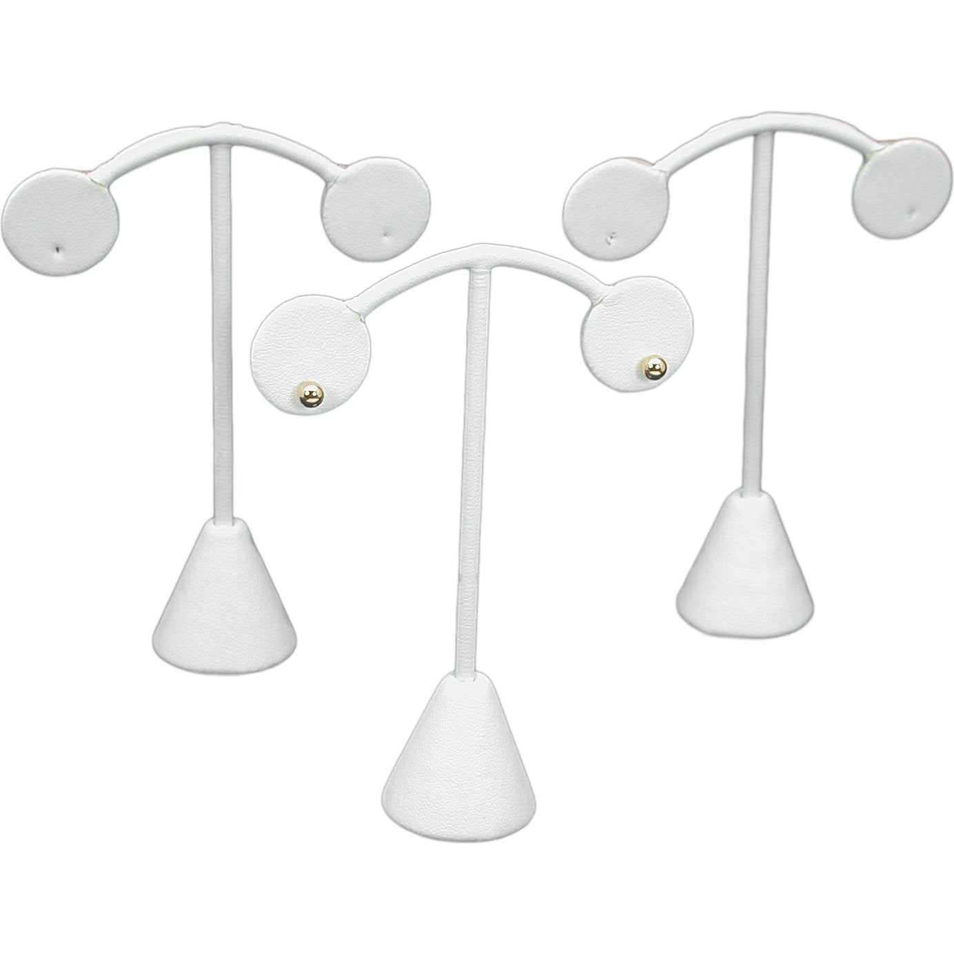 3 White Leather Earring Display Stands Jewelry 4.5"