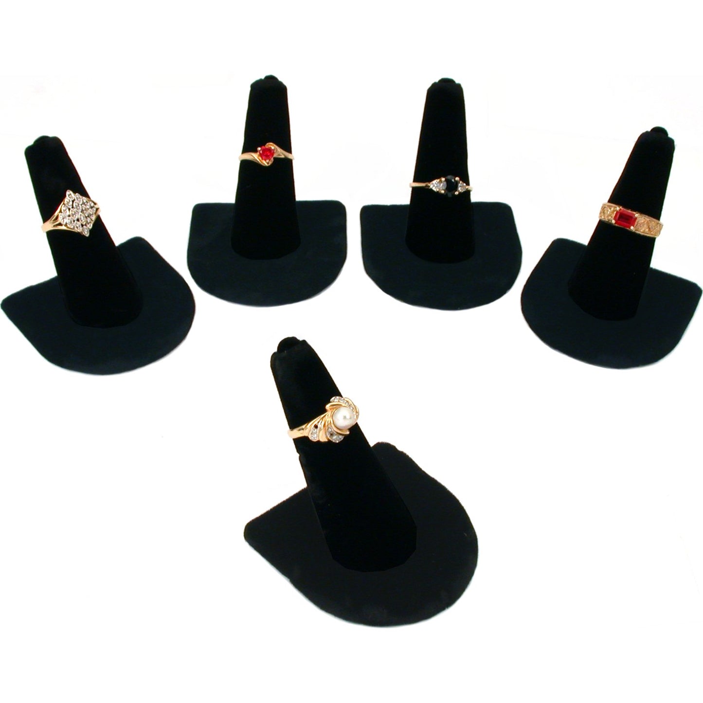 5 Black Velvet Ring Finger Jewelry Holder Showcase Display Stands