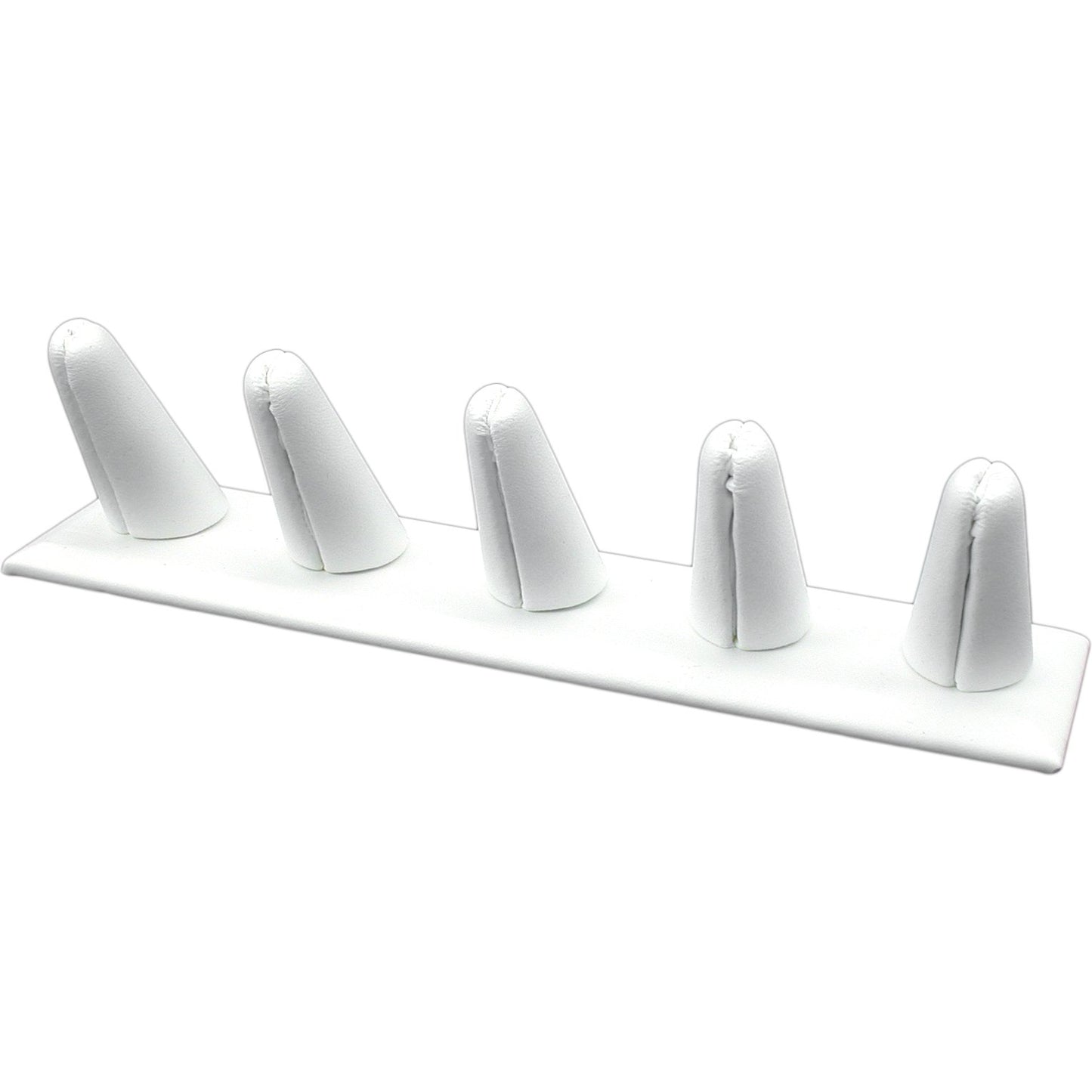 10 Ring Finger Display White Leather Showcase Holder