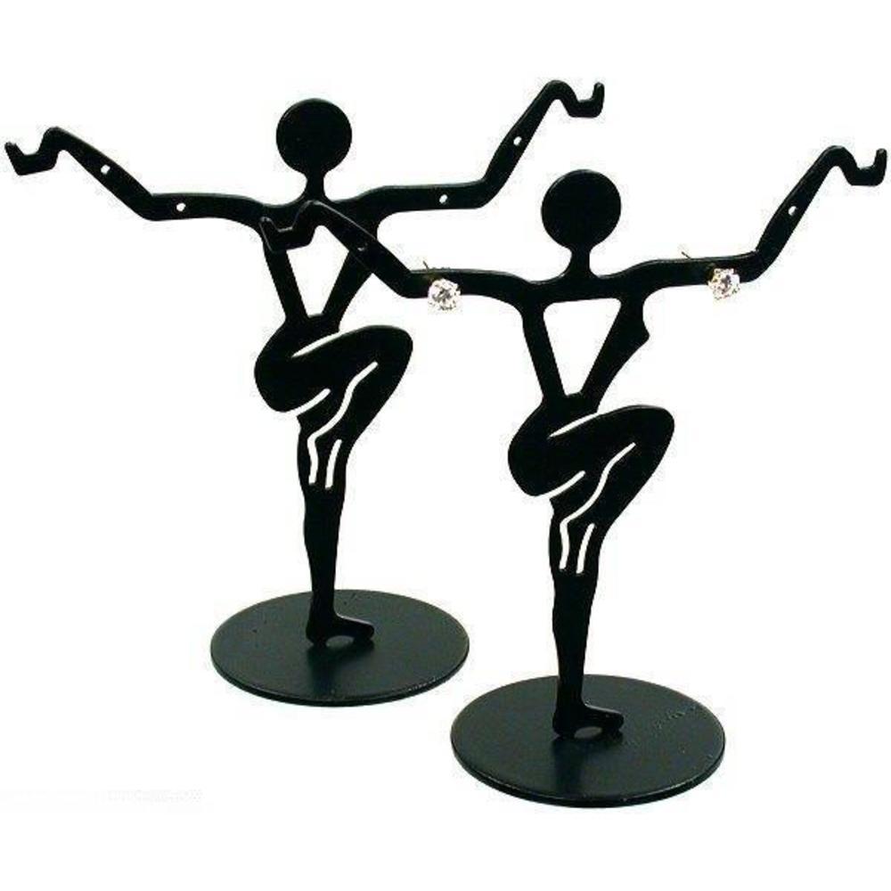 Black Metal Dancer Earring Holder Showcase Jewelry Display 3.25" Kit 36 Pcs