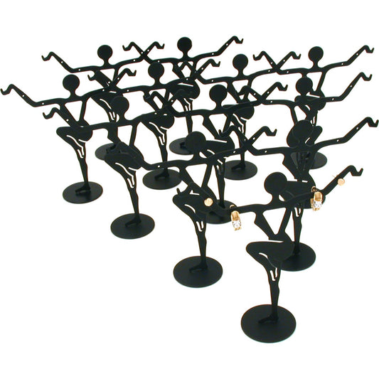 12 Black Metal Earring Dancer Jewelry Showcase Display Stands 4 5/8"