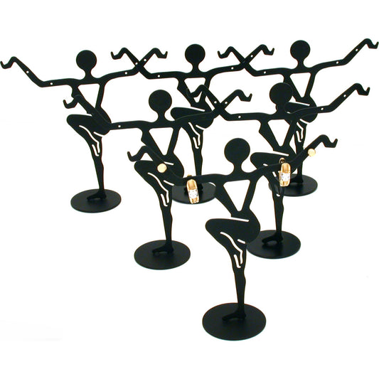 6 Black Metal Earring Dancer Jewelry Showcase Display Stands 4 5/8"