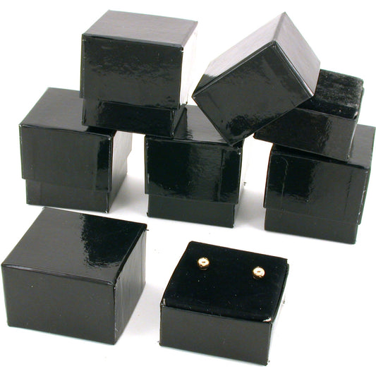 6 Earring Gift Boxes Black Gold Showcase Display