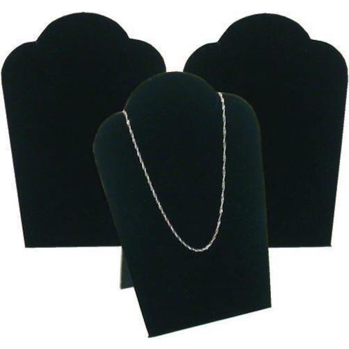 3 Black Velvet Necklace Pendant Jewelry Bust Display Easel 3 3/4" x 5 1/4"