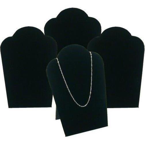 4 Black Velvet Necklace Pendant Jewelry Bust Display Easel 3 3/4" x 5 1/4"