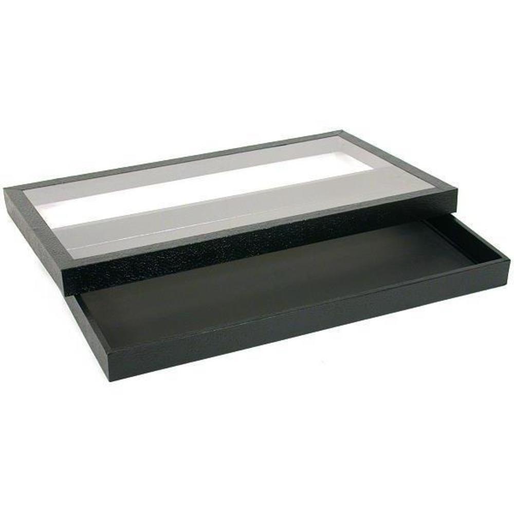 3 72 Slot Black Ring Display & Acrylic Lid Tray