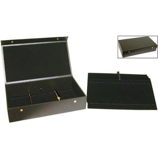 Snap Lid Jewelry Display Case Black 14 3/4"