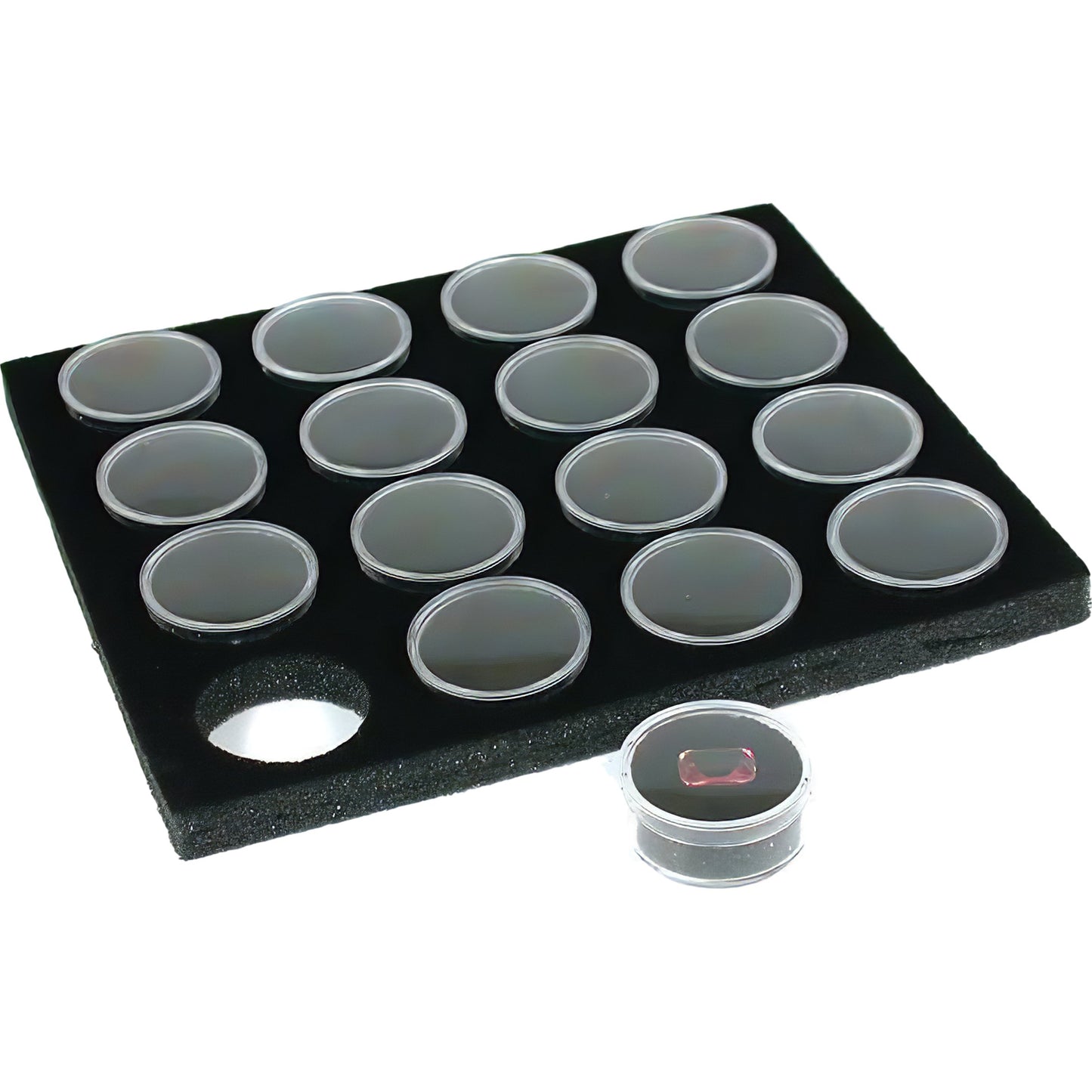 3 16 Black Gem Jars Display & Stackable Tray