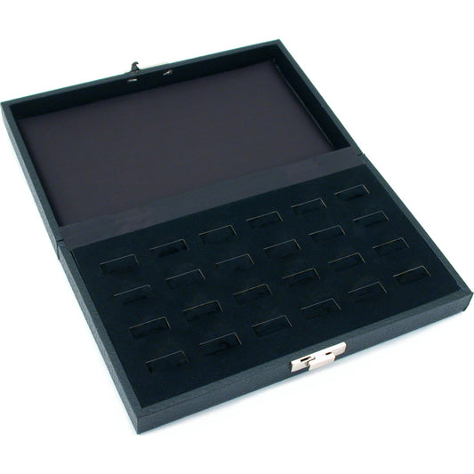 24 Slot Ring Tray Display Case Black 8 3/4"