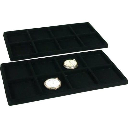 8 Compartment Display Tray Inserts Flocked 14 1/8" 2Pcs