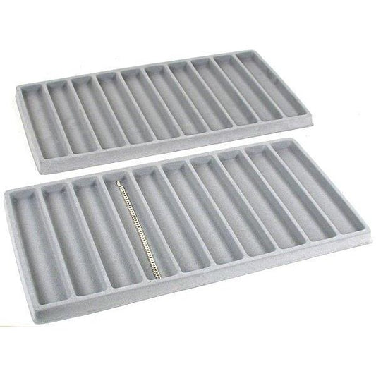 10 Slot Bracelet Display Tray Inserts Flocked 14 1/8" 2Pcs