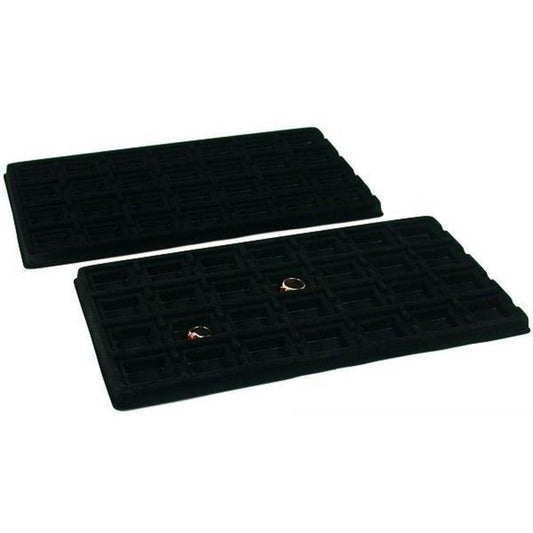 28 Compartment Display Tray Inserts Black 14 1/8" 2Pcs