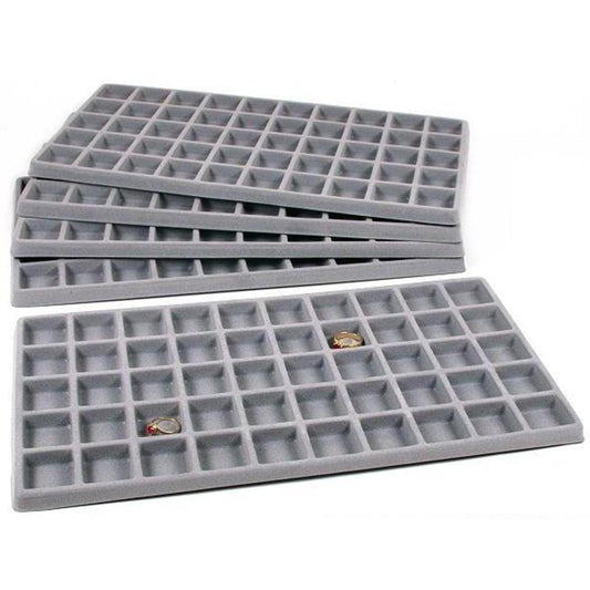 5 Gray 50 Slot Pendant Jewelry Showcase Display Tray Inserts