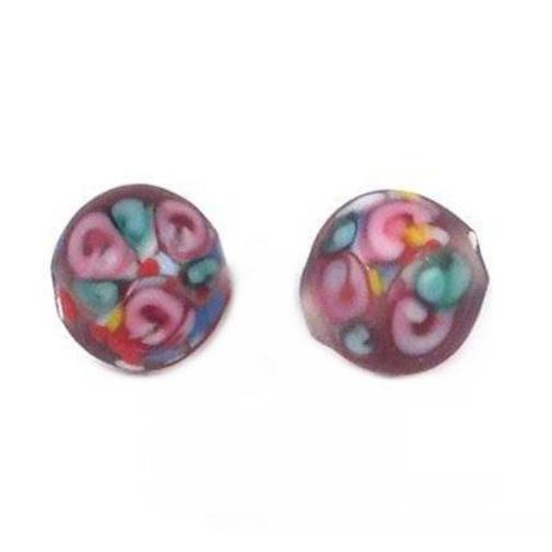 Lampwork Round Matte Glass Beads Purple 6mm 2Pcs