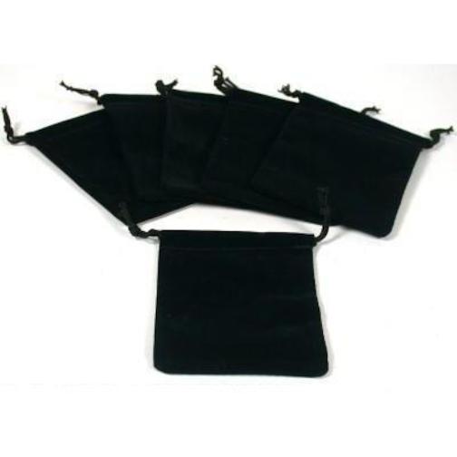 Drawstring Pouches Black Velvet 3" 6Pcs