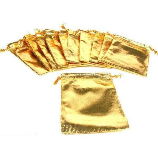 Gold Gift Bag Drawstring Jewelry Pouches 4.5" Kit 96 Pcs