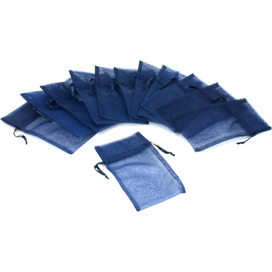 Navy Blue Organza Drawstring Jewelry Gift Bags Pouches 3" x 4" Kit 144 Pcs