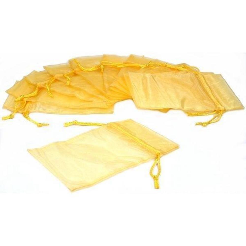 Yellow & Navy Blue Organza Drawstring Pouches Jewelry Gift Bags Kit {#} Pcs