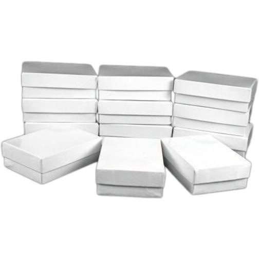 Cotton Filled Jewelry Gift Boxes White 3 1/4"