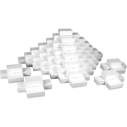 White Swirl Cotton Filled Jewelry Box #21 (Pack of 100)