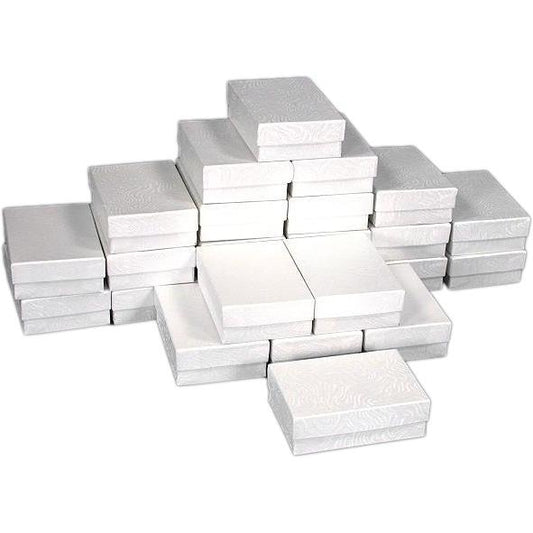 White Swirl Cotton Filled Jewelry Gift Box 3 1/4"