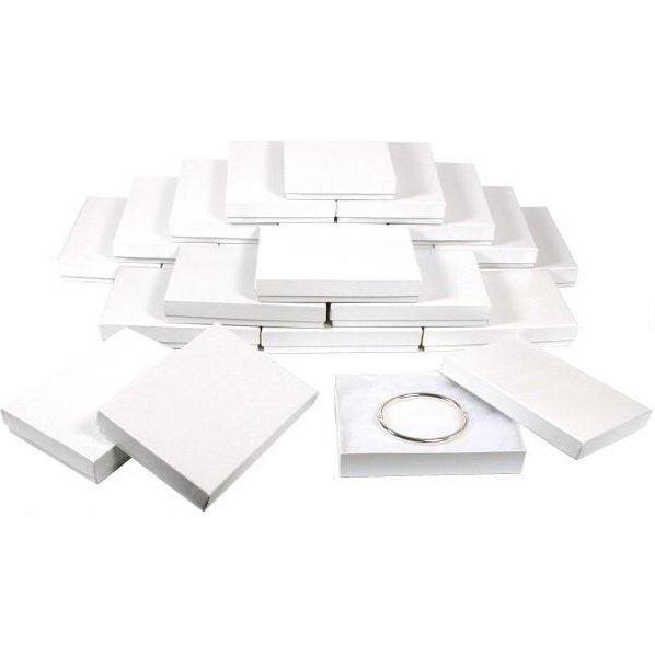 White Swirl Cotton Filled Jewelry Gift Boxes 5 3/8"