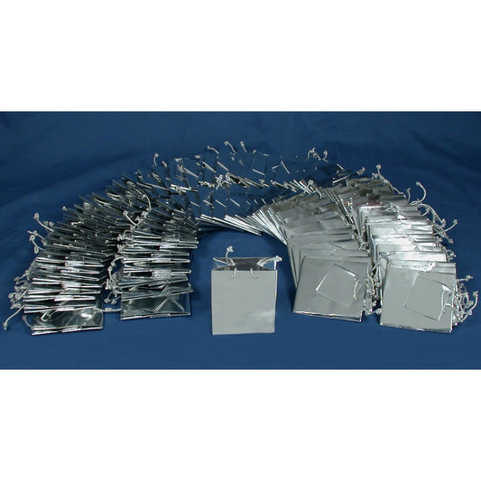 100 Metallic Silver Gift Bags 3"