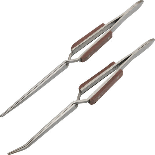 Cross Locking Curved & Straight  Tweezers 2Pcs