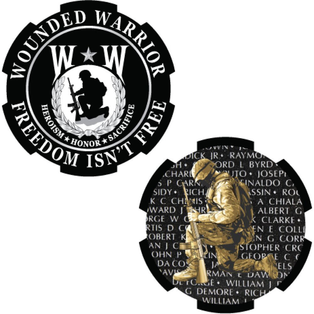 CH3410 Black Wounded Warrior "Freedom Isn't Free" Challenge Coin (1-3/4'')