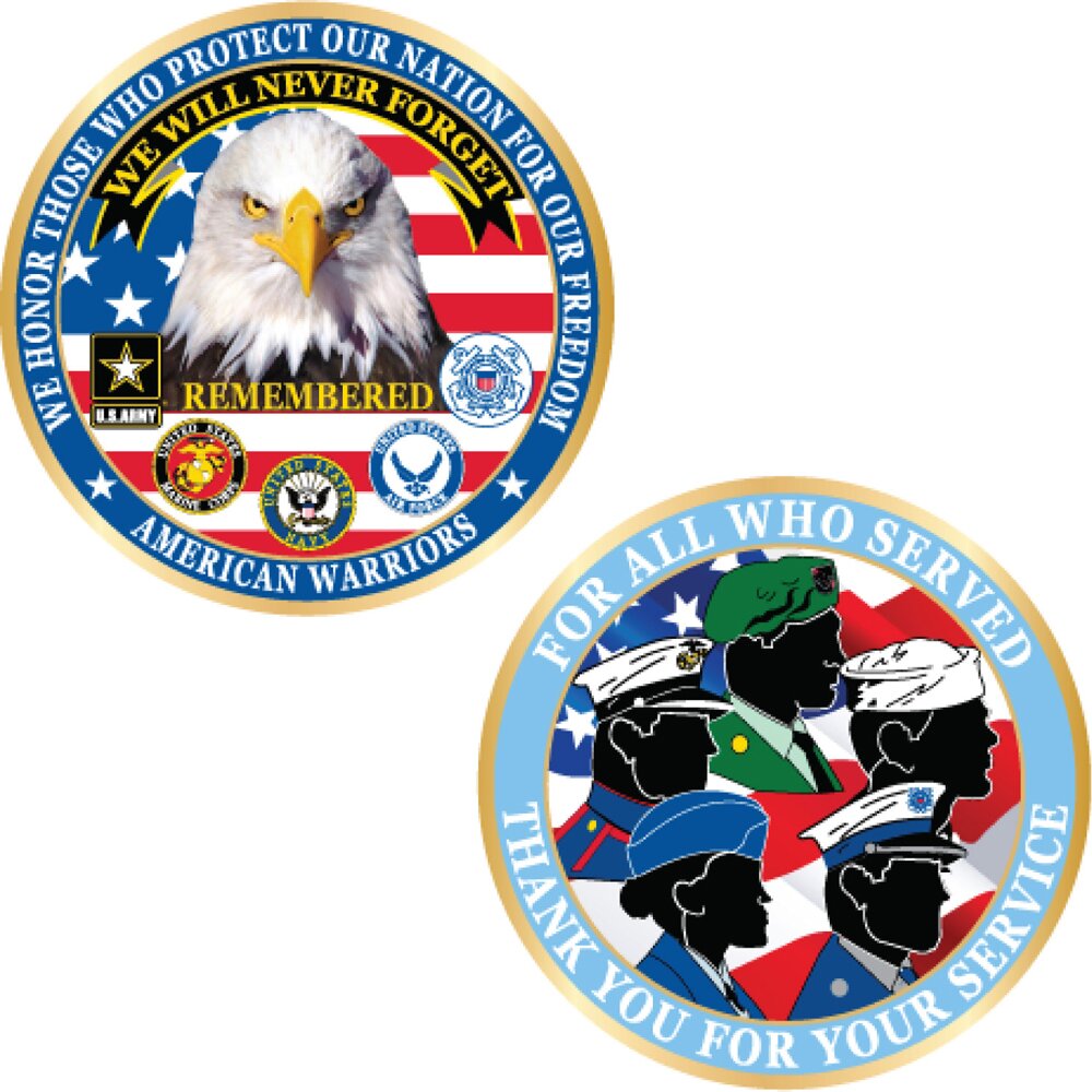 CH3420 We Will Never Forget American Warriors - Challenge Coin - 1-3/4"