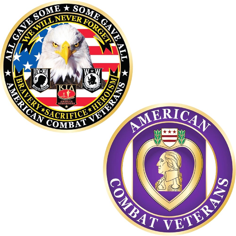 CH3422 American Combat Veterans "We Will Never Forget" Challenge Coin (1-3/4'')