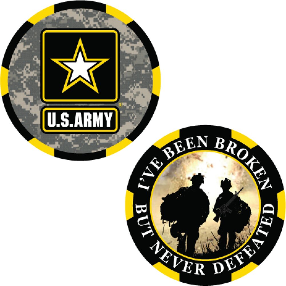 CH3510 U.S. Army "I've Been Broken, But Never Defeated" Challenge Coin (1-3/4'')