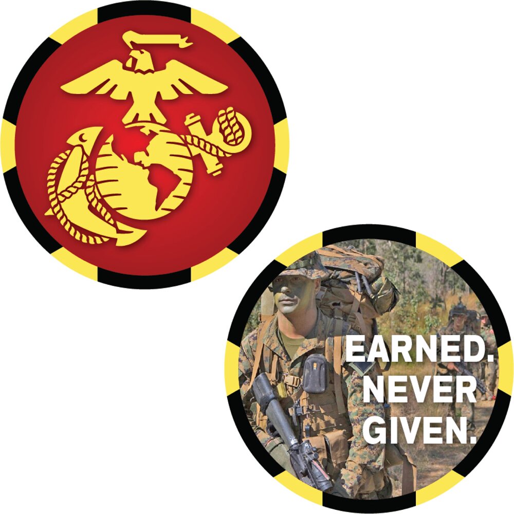 CH3520 U.S. Marine Corps Logo "Earned. Never Given." Challenge Coin (1-3/4'')