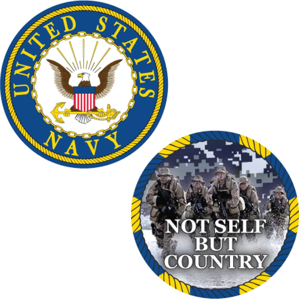 CH3531 Blue U.S. Navy "Not Self, But Country" Challenge Coin (1-3/4'')