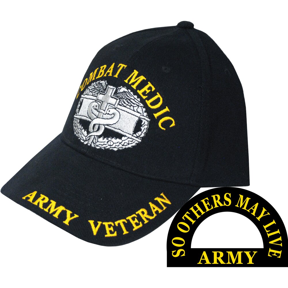 CP00136 Black U.S. Army Veteran Combat Medic "So Others May Live" Cap