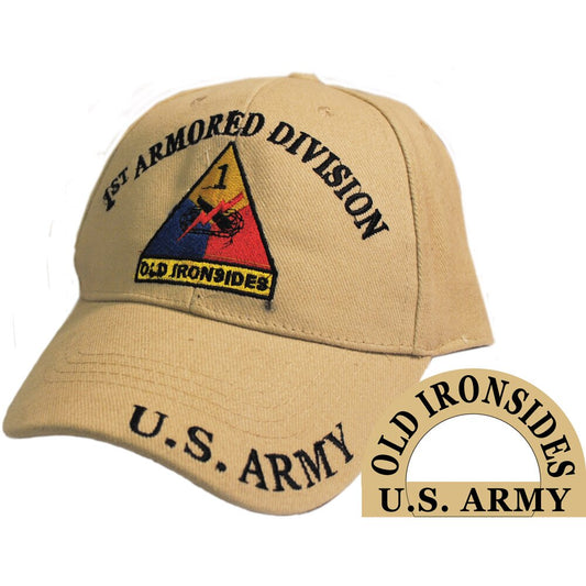 CP00141 Khaki U.S. Army 1st Armored Division "Old Ironsides" Cap