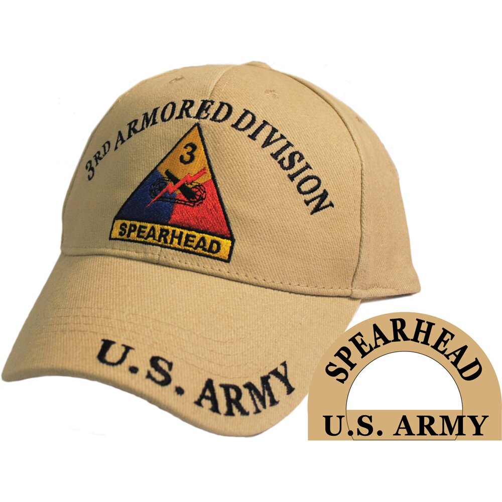 CP00143 Khaki U.S. Army 3rd Armored Division "Spearhead" Cap