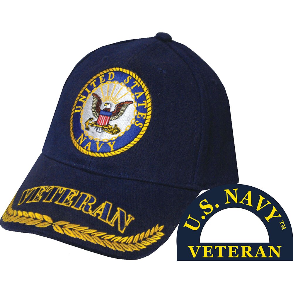 CP00213 Blue U.S. Navy Veteran w. Logo and Wreath Cap