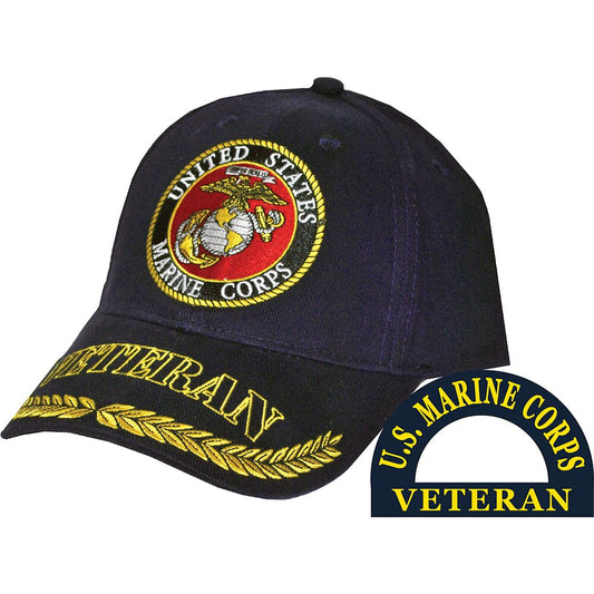 CP00308 U.S. Marine Corps Veteran Cap w/ Embroidered Logo and Wreath