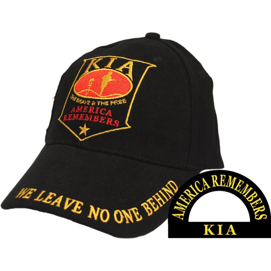 CP00518 Black KIA "America Remembers; We Leave No One Behind" Embroidered Cap