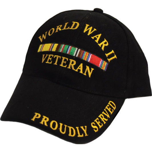 World War II Veteran Proudly Served Hat Black