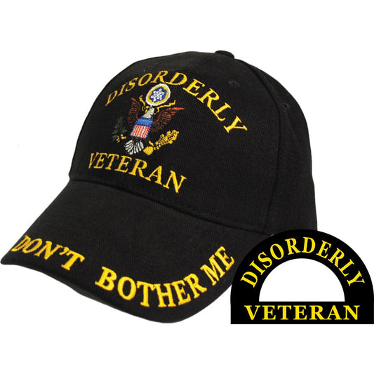 CP00821 Black Disorderly Veteran "Don't Bother Me" Embroidered Cap