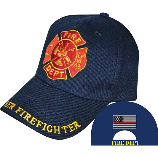 CP01707 Blue Fire Dept. Volunteer Firefighter Cap w/ Embroidered Fire Dept. Logo